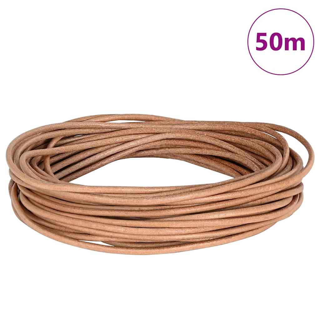 vidaXL Leder Schnur Braun Ø2,5 mm x 50 m Leder