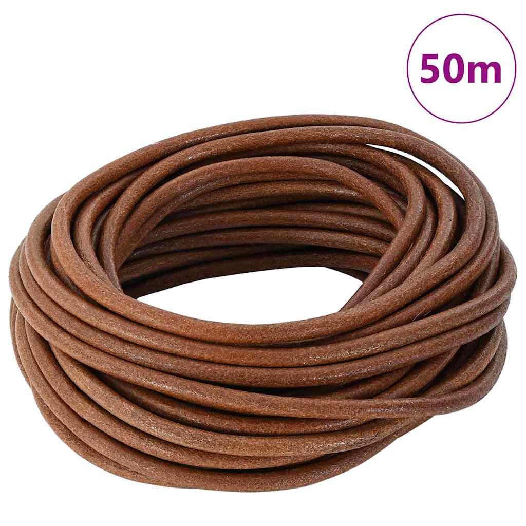 vidaXL Leder Schnur Hellbraun Ø5 mm x 50 m Leder