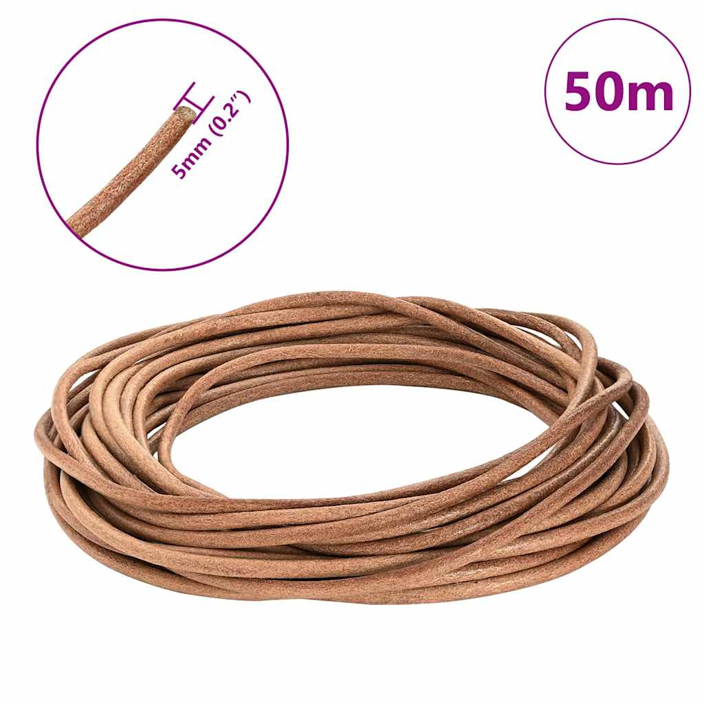 vidaXL Leder Schnur Braun Ø5 mm x 50 m Leder - Image 6