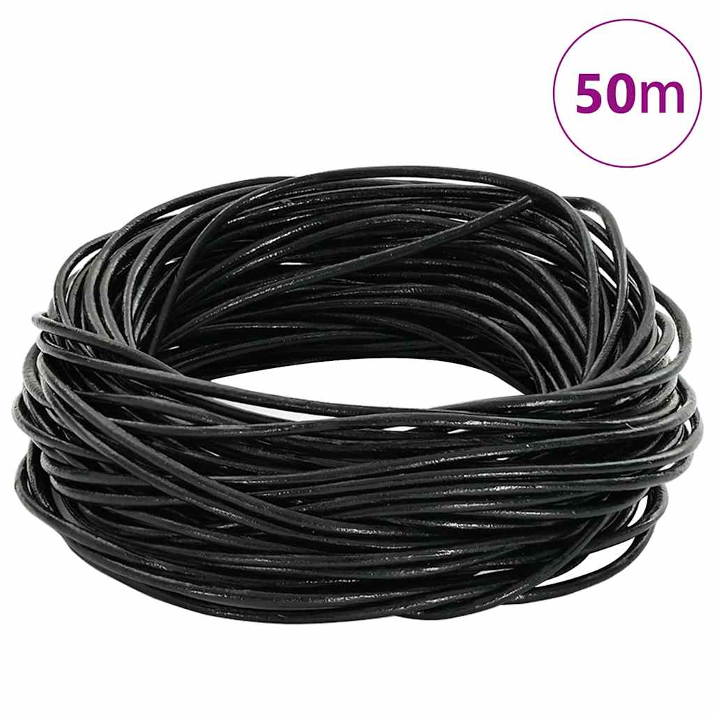 vidaXL Leder Schnur Schwarz Ø1,5 mm x 50 m Leder