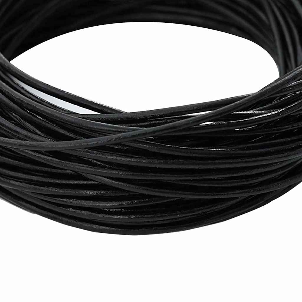 vidaXL Leder Schnur Schwarz Ø2 mm x 50 m Leder - Image 3