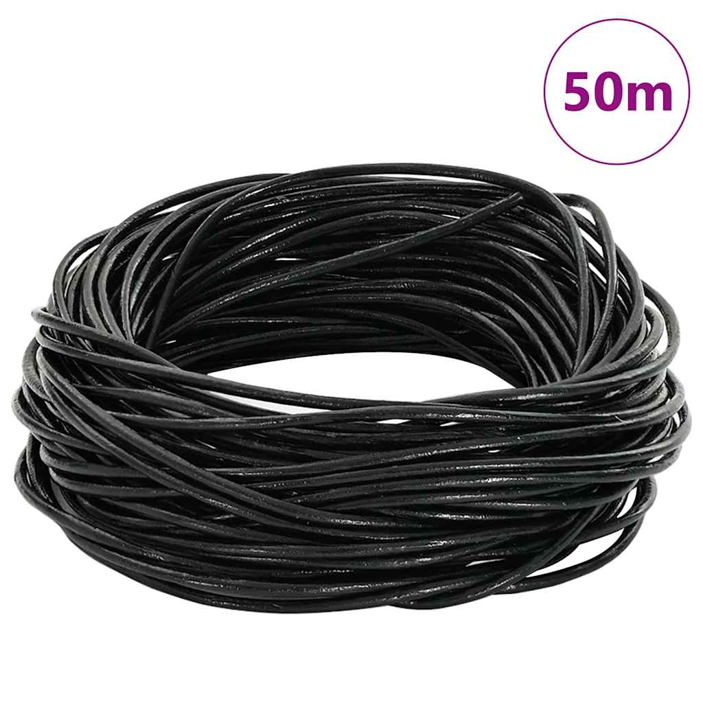 vidaXL Leder Schnur Schwarz Ø2 mm x 50 m Leder - Image 6
