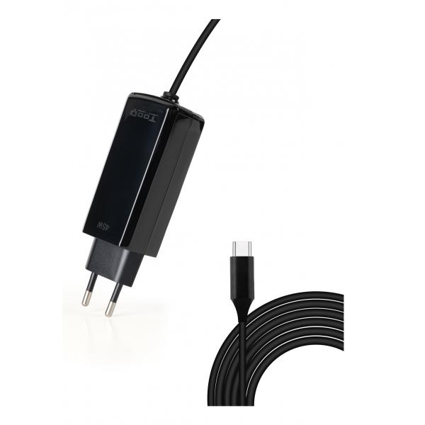 Caricabatterie da Parete TooQ TQLC-USBCGAN45PD-C Nero 45 W