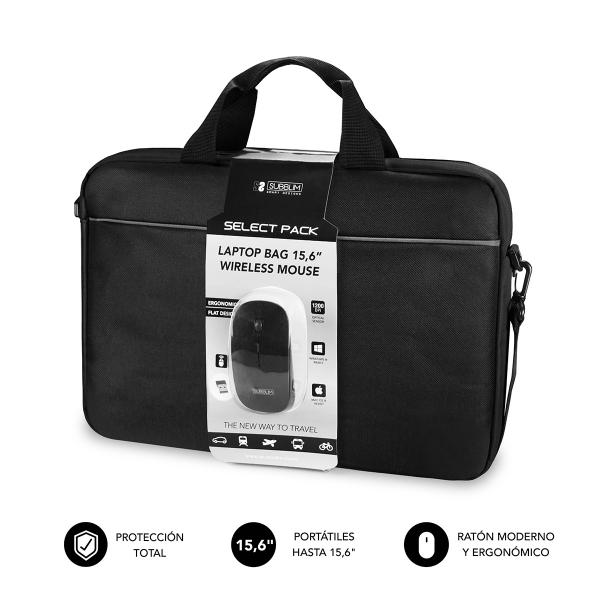 Valigetta per Portatile Subblim Maletín con Ratón Select Pack Wireless Mouse USB + Laptop bag 15,6"