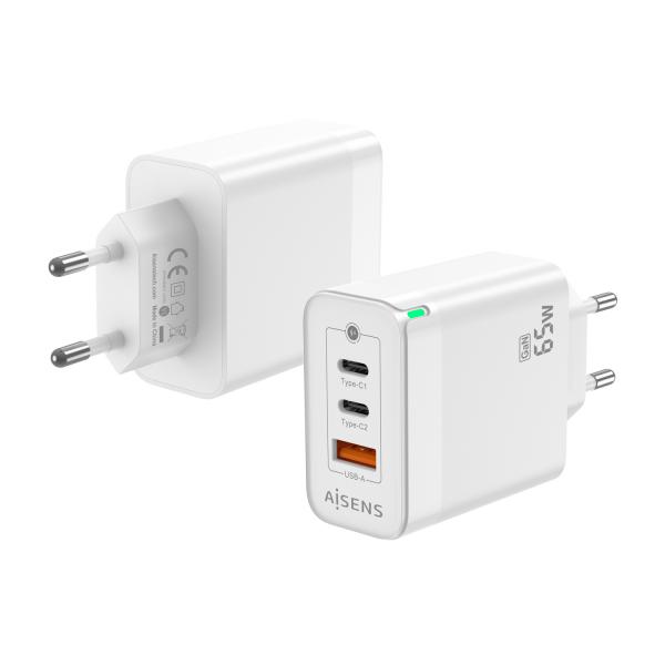 Caricabatterie da Parete Aisens ASCH-65W3P007-W Bianco 65 W