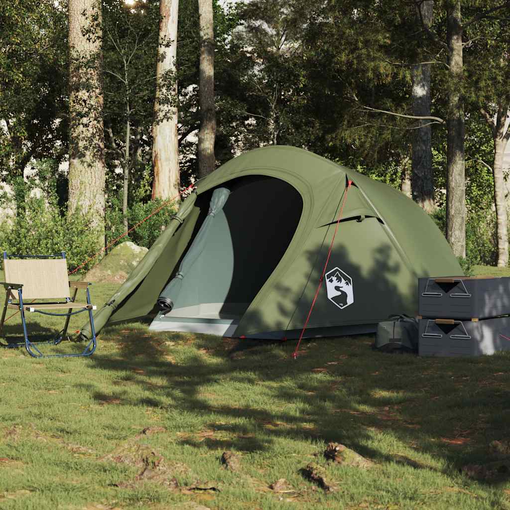 vidaXL Tente de camping tunnel 2 personnes vert olive imperméable - Image 3