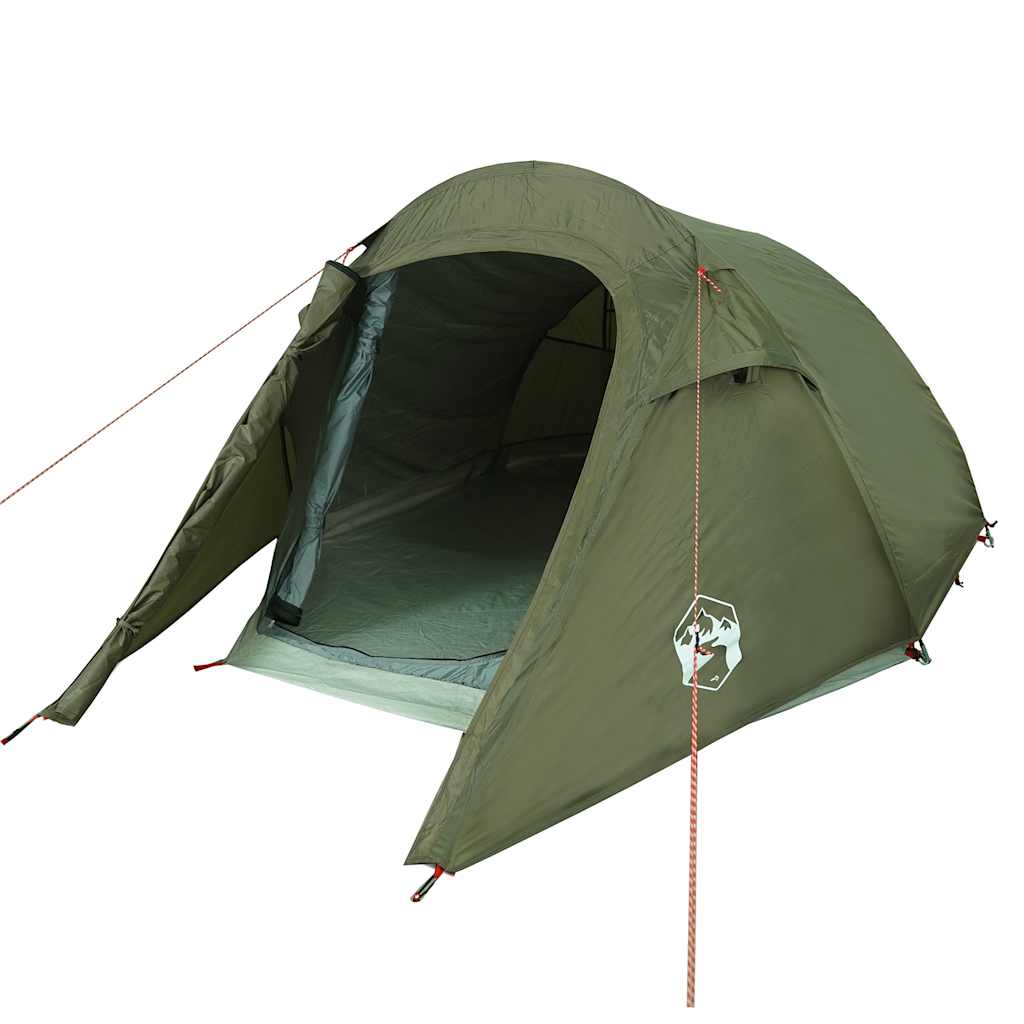 vidaXL Tente de camping tunnel 2 personnes vert olive imperméable - Image 4