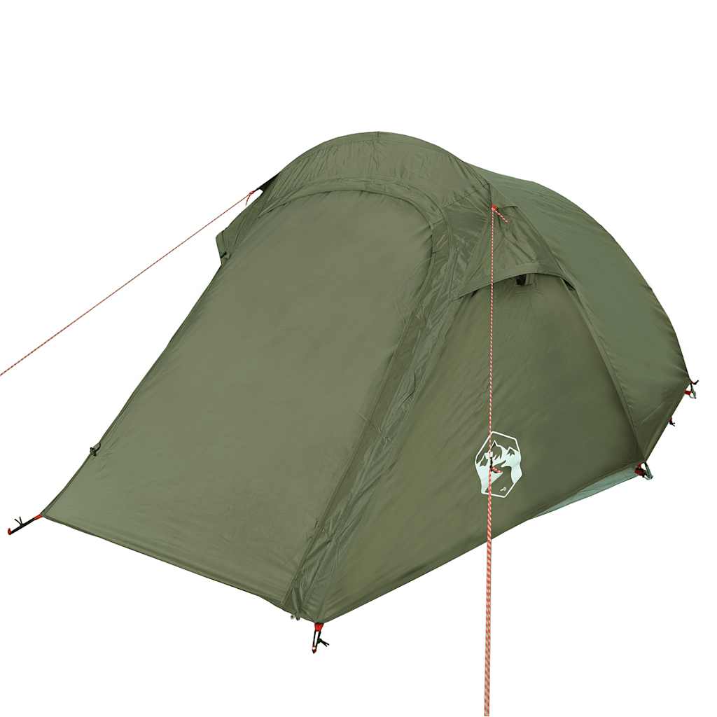vidaXL Tente de camping tunnel 2 personnes vert olive imperméable - Image 5
