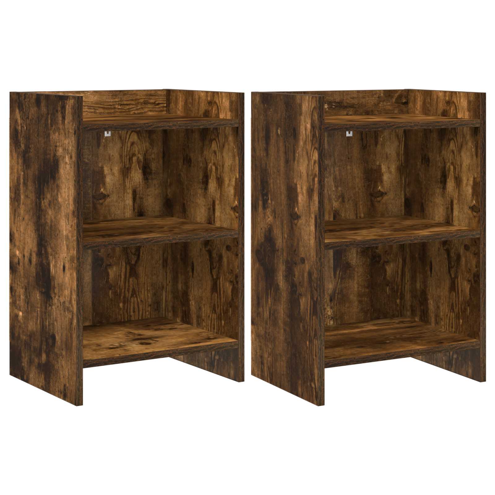 Comodini 2 Pz Rovere Fumo 40 X 30 X 60 Cm Legno Ingegnerizzato