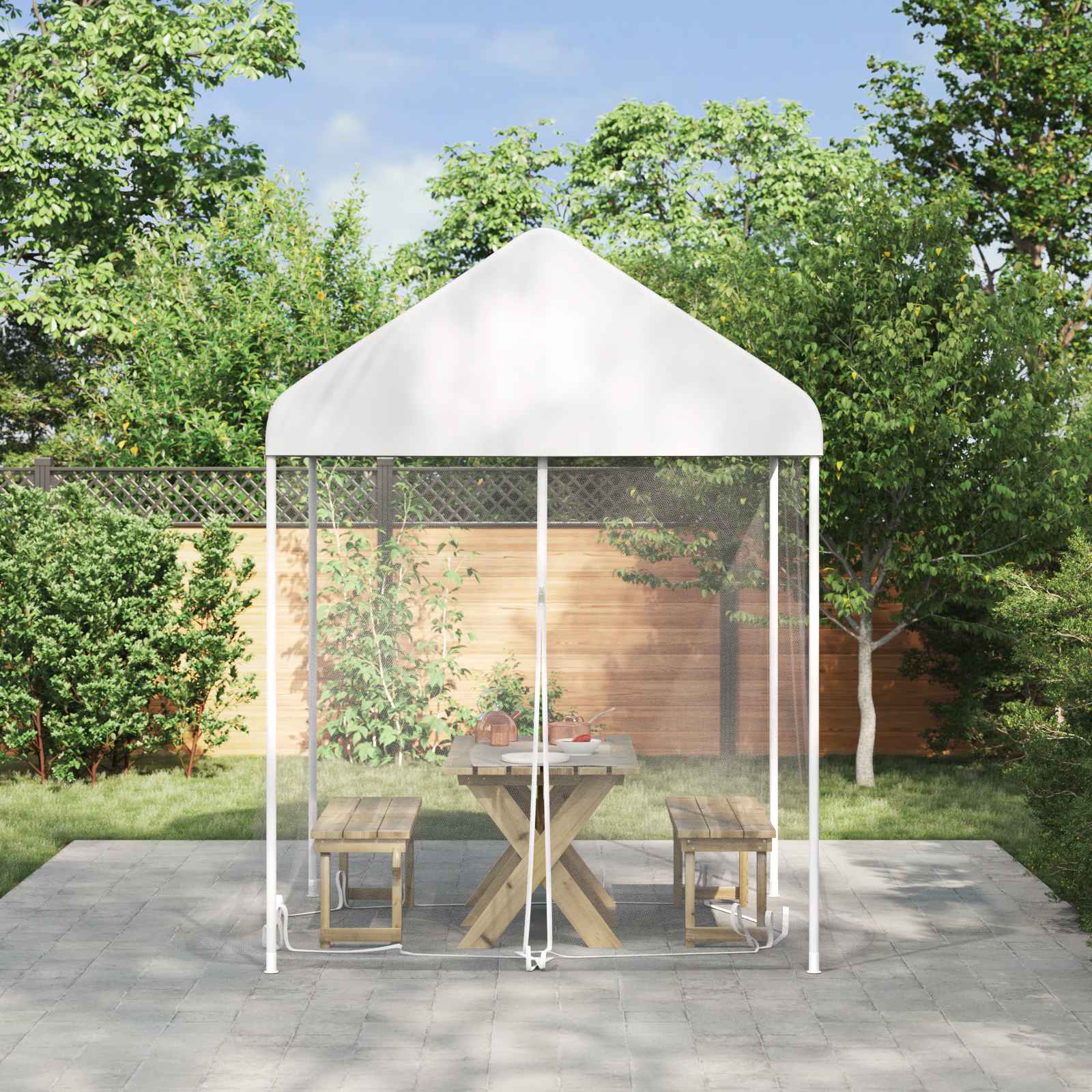 Zanzariera Per Gazebo 220 Mesh Bianco 2 X 2 X 2 M Poliestere