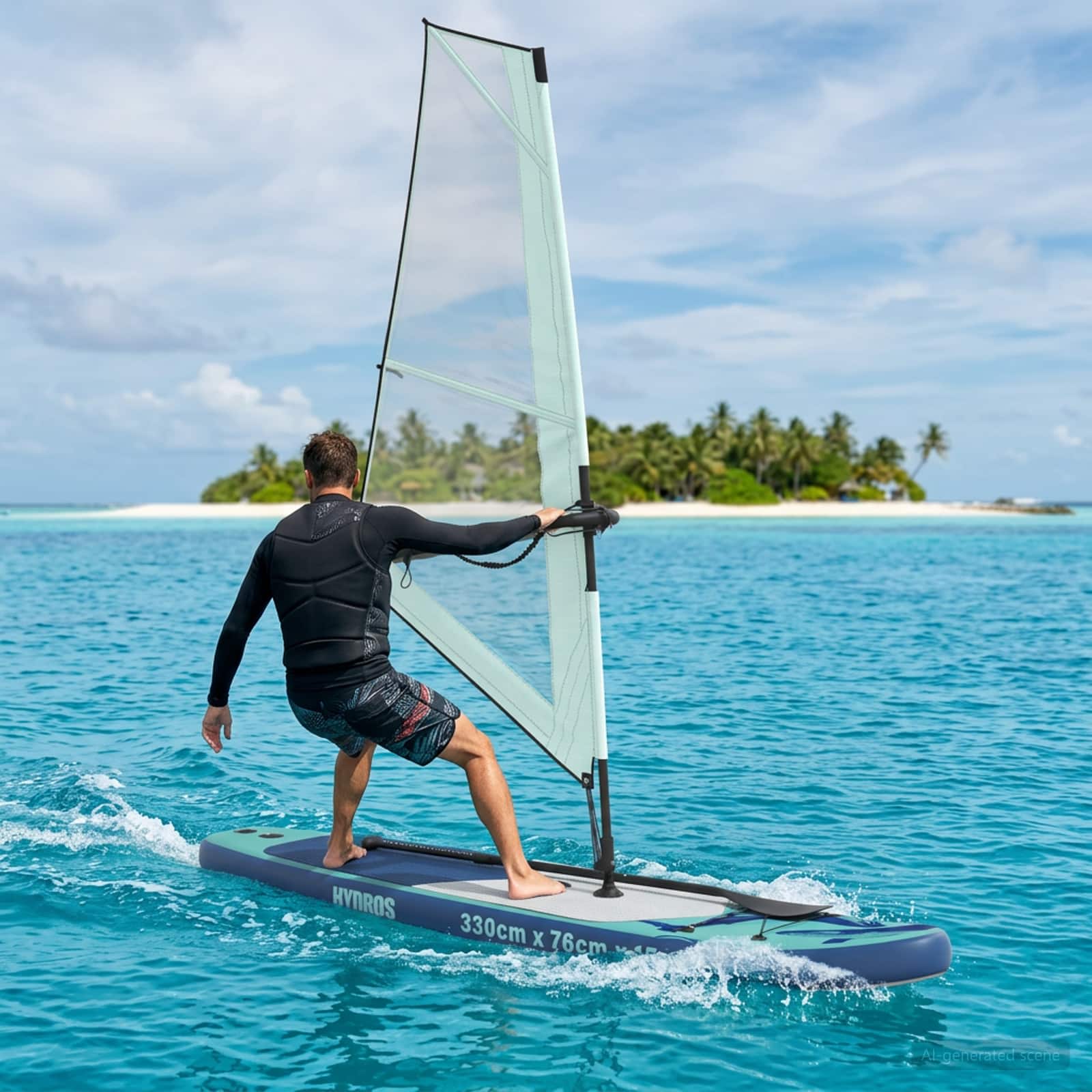 Sup Gonfiabile Con Vela Hydros 330 X 76 X 15 Cm Turchese Per