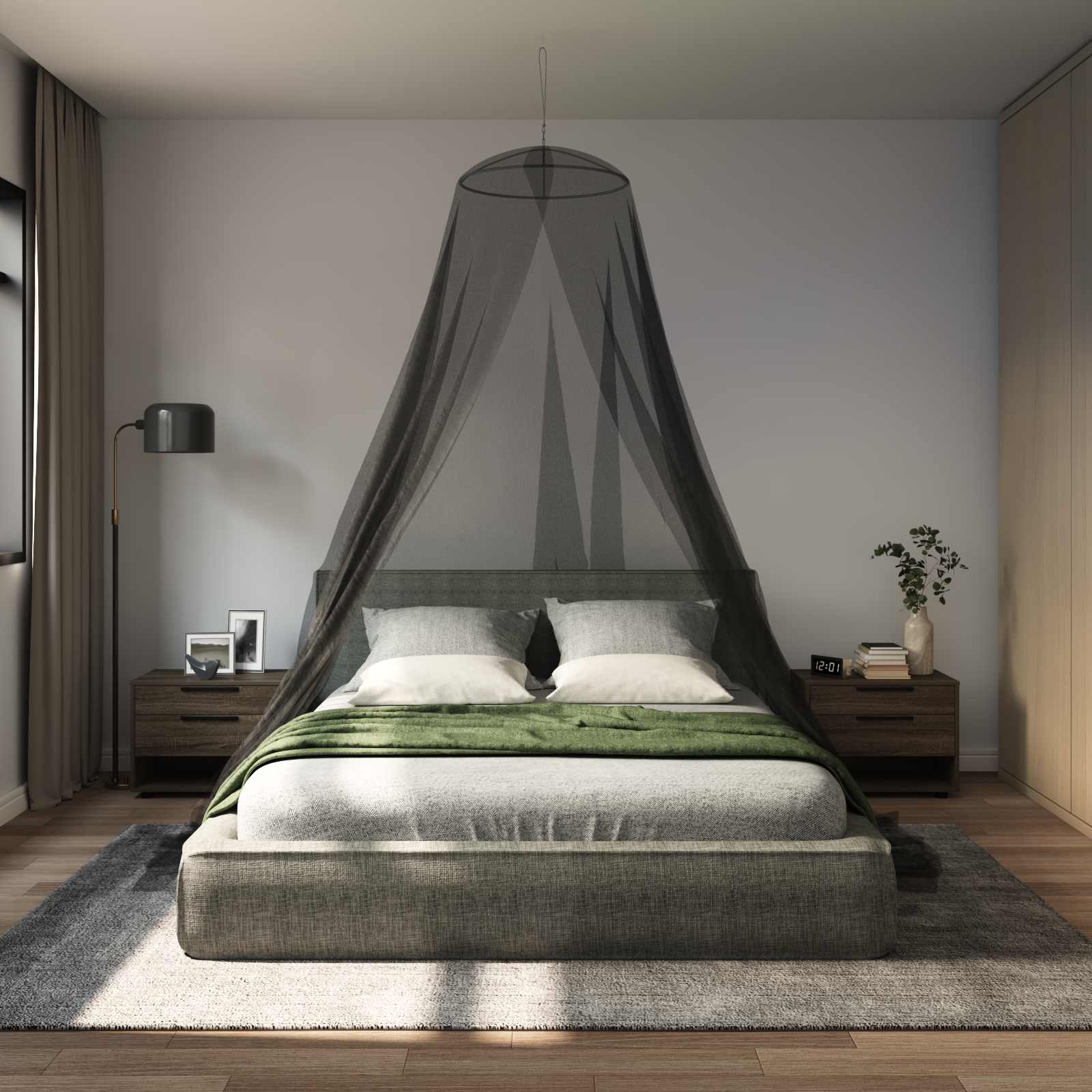 Rete Per Zanzare Per Letto 3 Pz 156 Mesh Nero ?56 X 220 cm