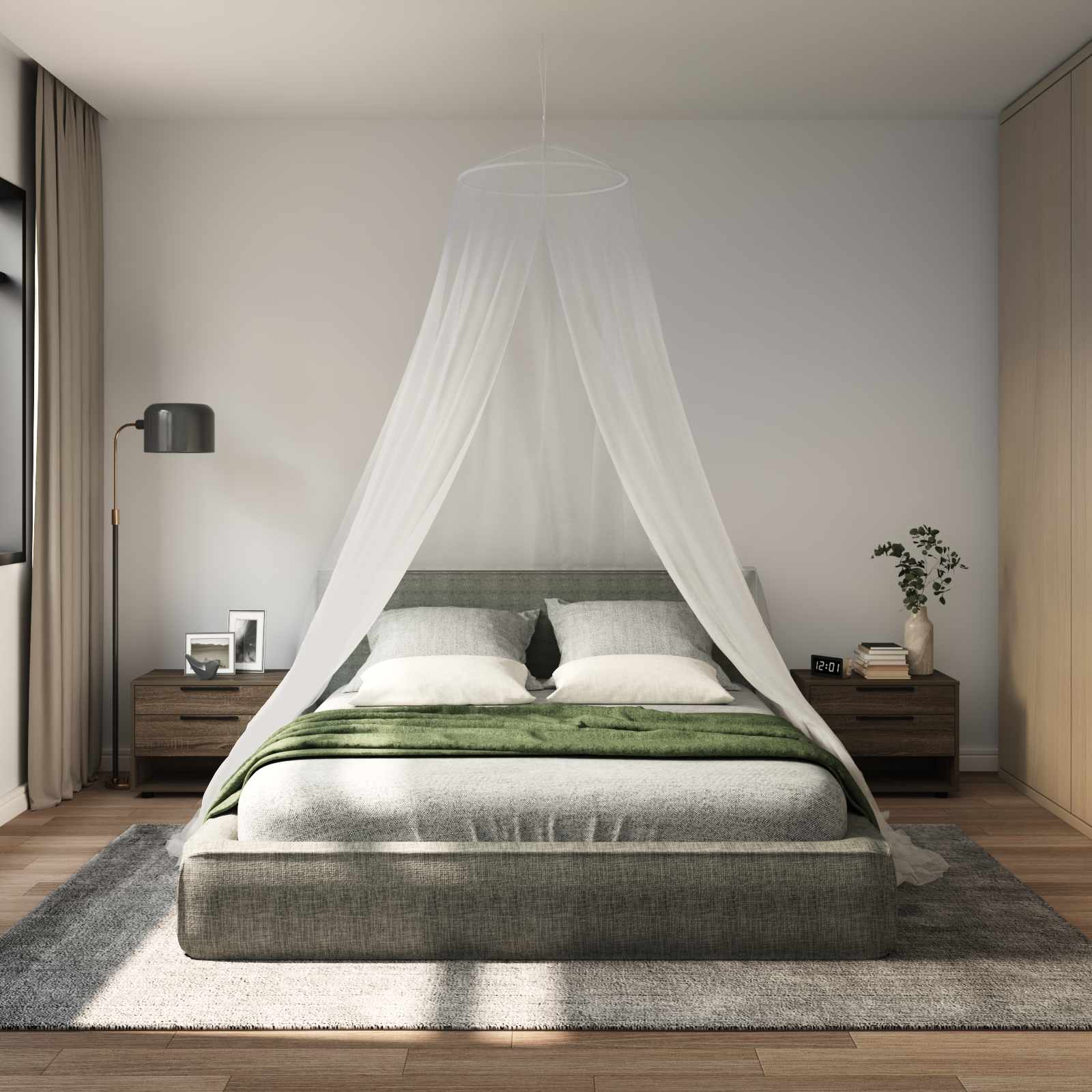 Rete Per Zanzare Per Letto 3 Pz 156 Mesh Bianco ?56 X 220 cm