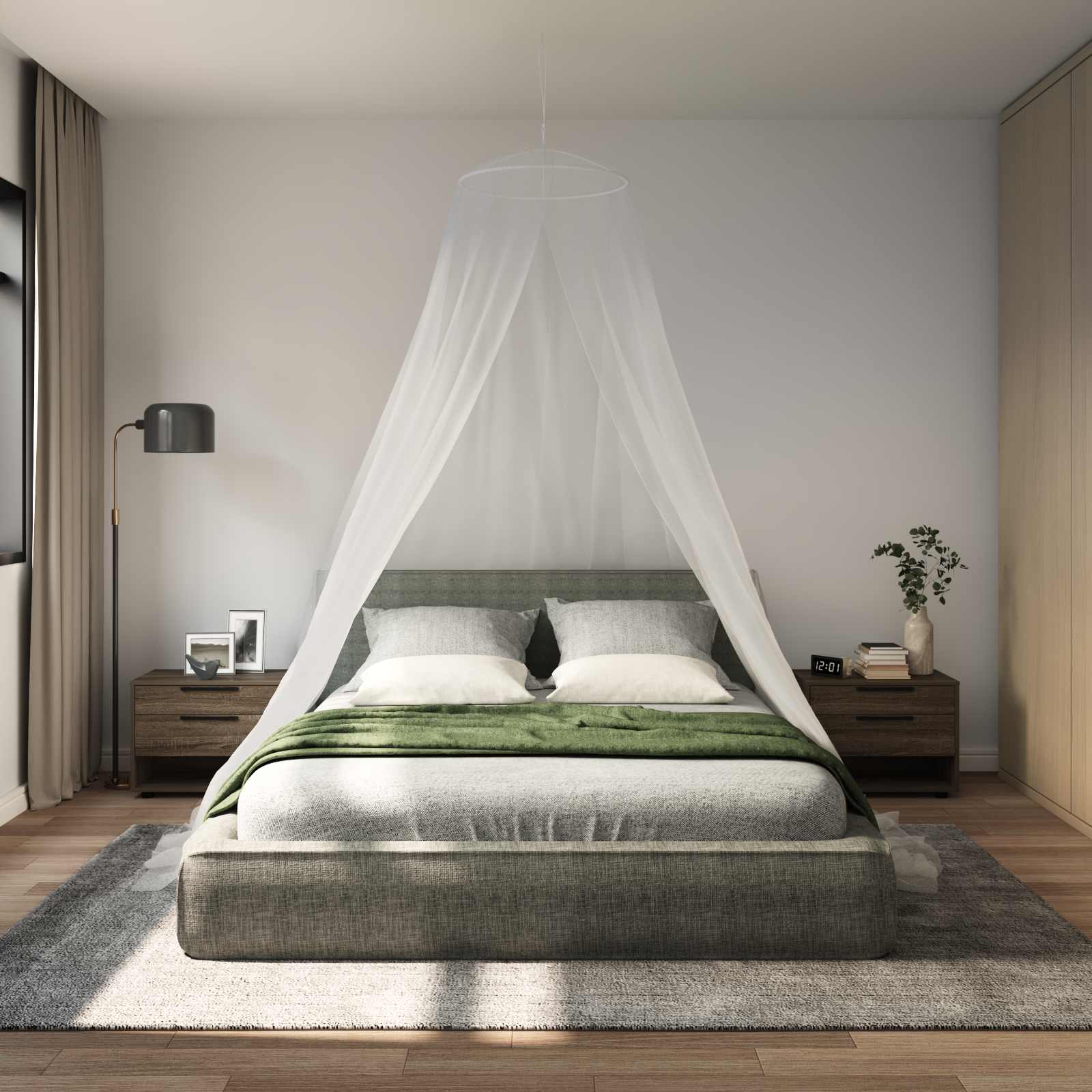 Rete Per Zanzare Per Letto 3 Pz 156 Mesh Bianco ?56 X 220 cm