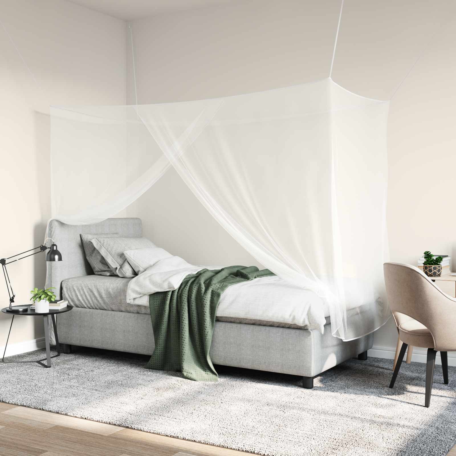 Rete Per Zanzare Per Letto 3 Pz 156 Mesh Bianco Poliestere
