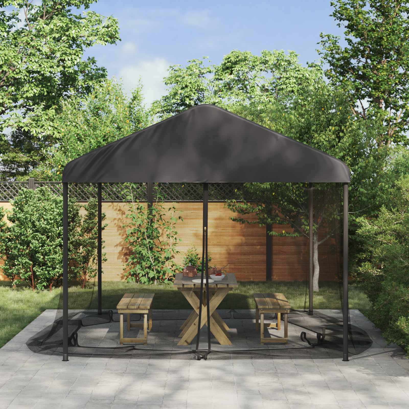 Zanzariera Per Gazebo 220 Mesh Nero 4,5 X 3 X 2 M Poliestere