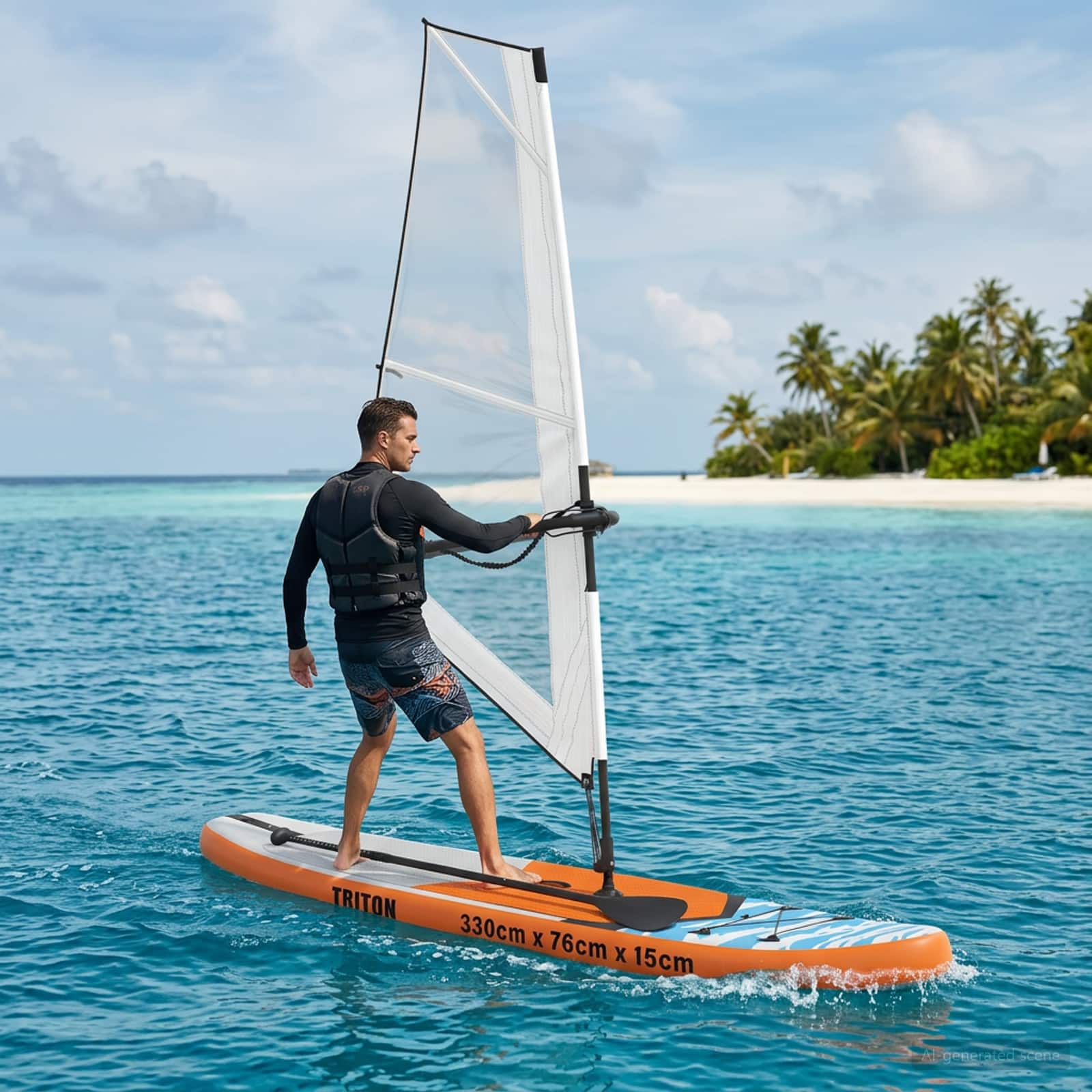 Sup Gonfiabile Con Vela Triton 330 X 76 X 15 Cm Blu Per