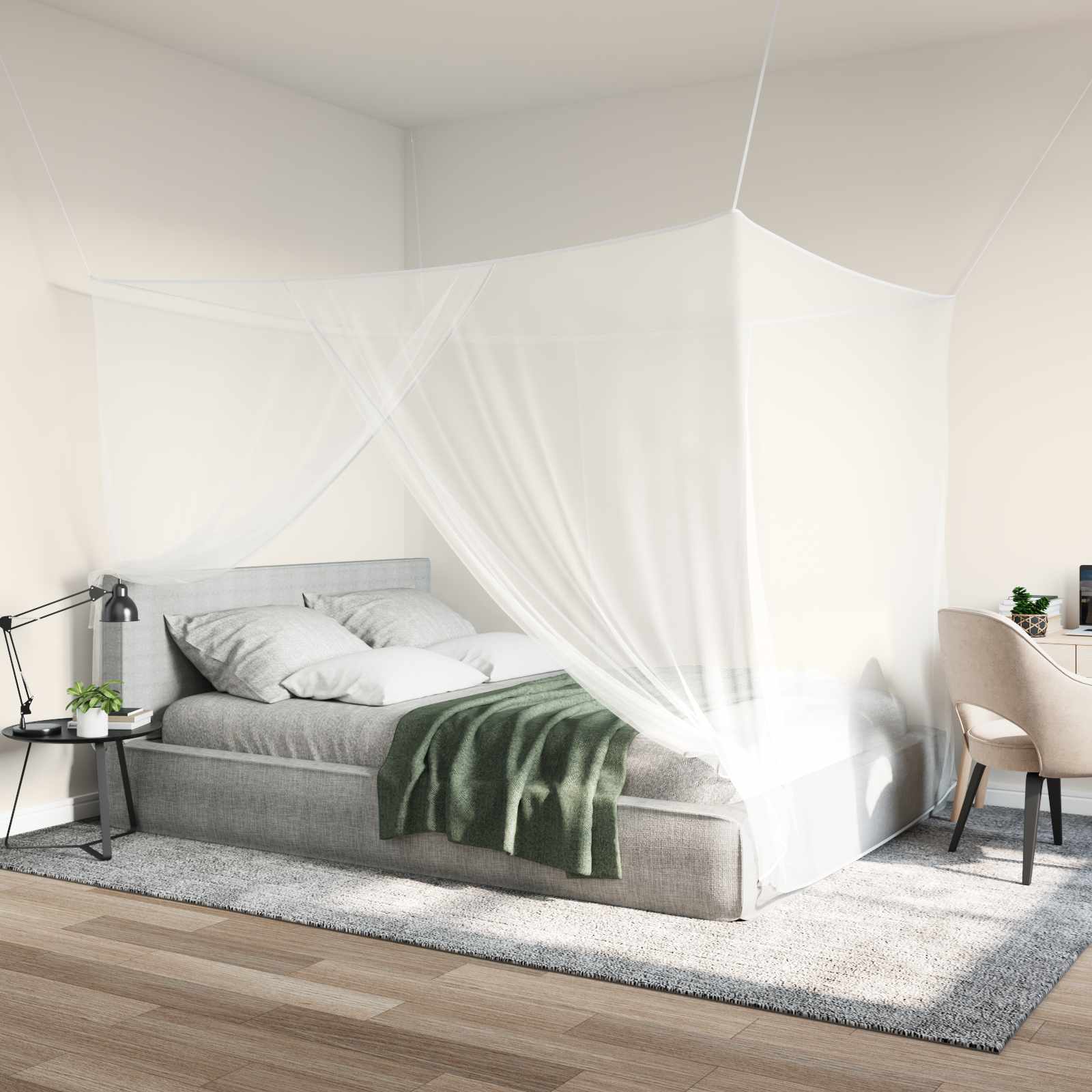 Rete Per Zanzare Per Letto 3 Pz 156 Mesh Bianco Poliestere