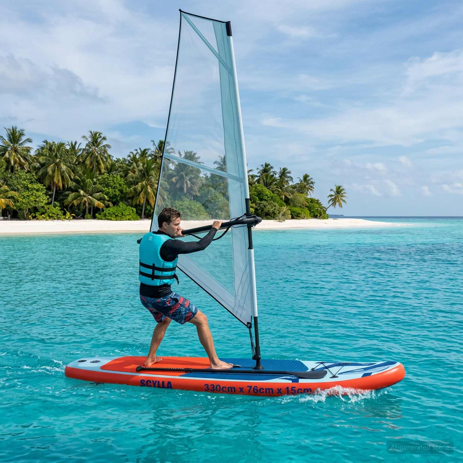 Sup Gonfiabile Con Vela Scylla 330 X 76 X 15 Cm Blu Per