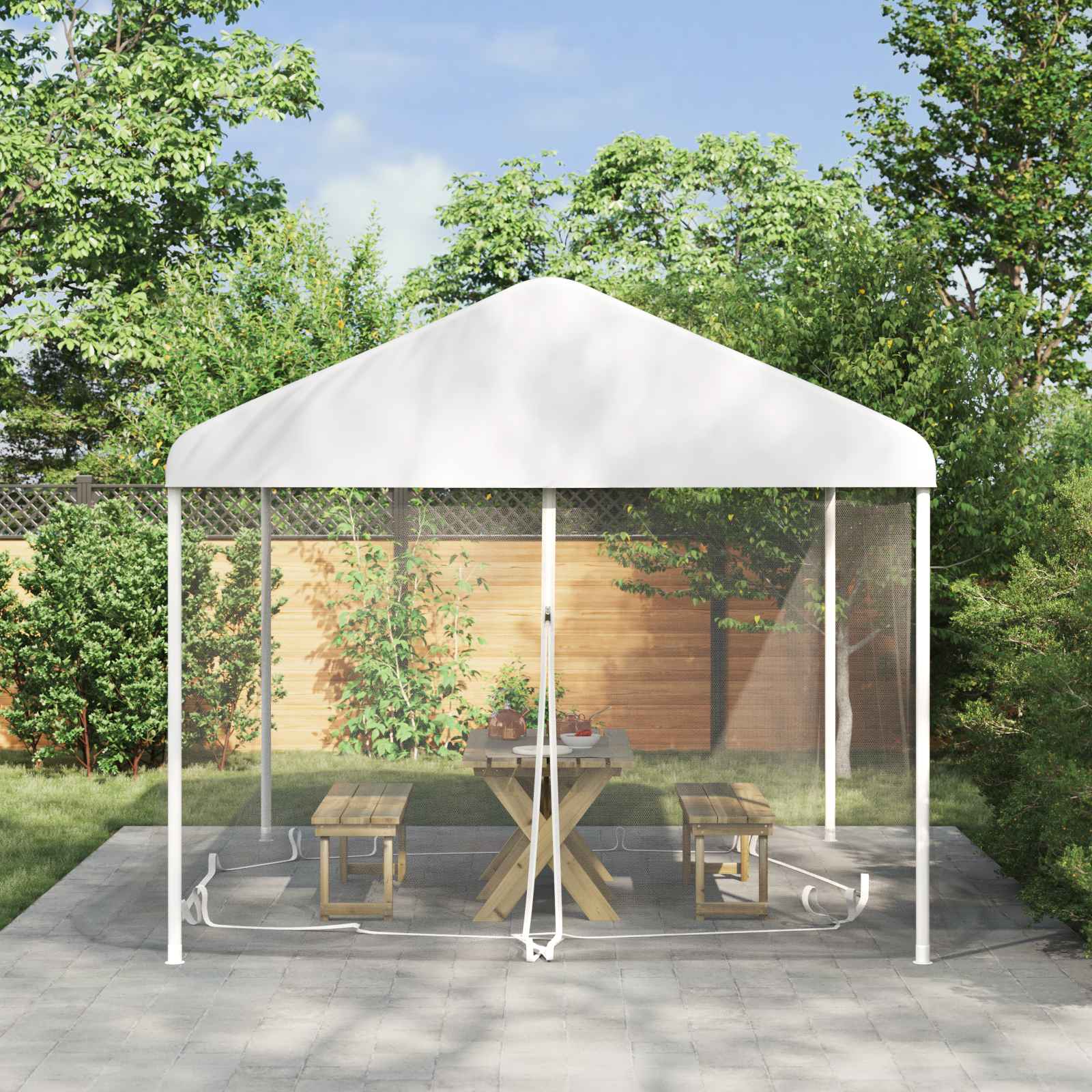 Zanzariera Per Gazebo 220 Mesh Bianco 4,5 X 3 X 2 M Poliestere