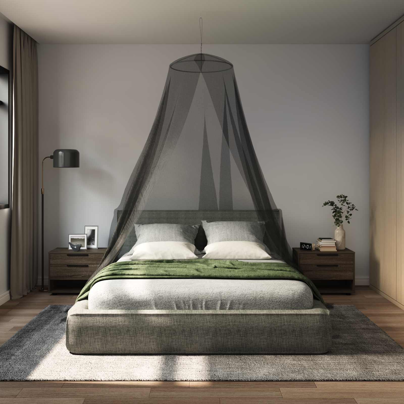 Rete Per Zanzare Per Letto 3 Pz 156 Mesh Nero ?56 X 220 cm