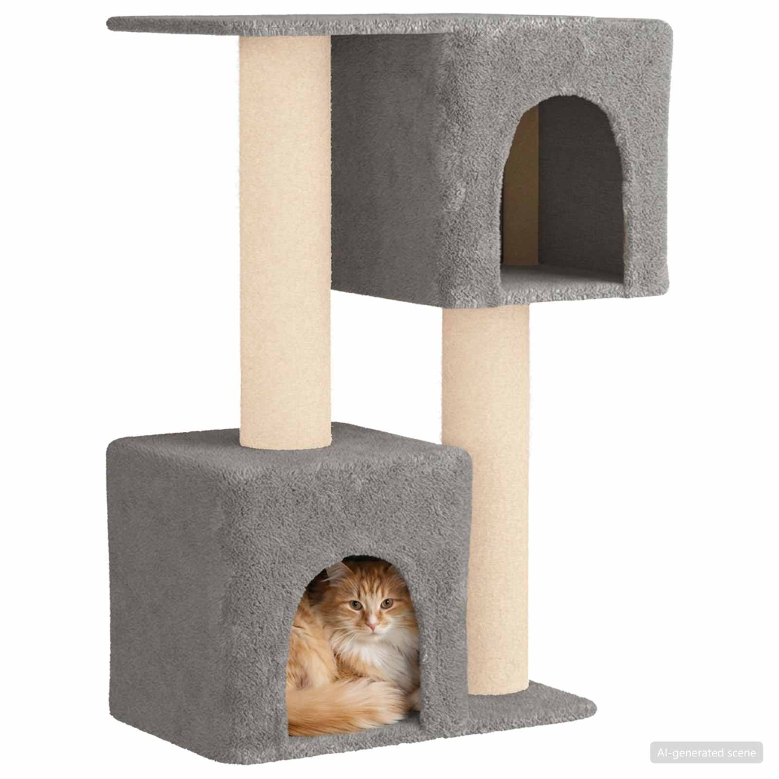 Albero Per Gatti Con Pali Per Graffiare In Sisal Grigio Chiaro - Image 3