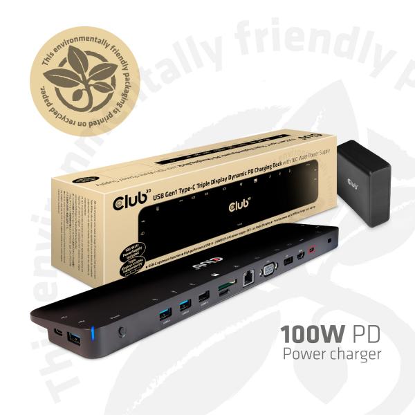 Club3d Usb Type C 3.2 Gen 1 Triple Display Dynamic Pd Charging 100w