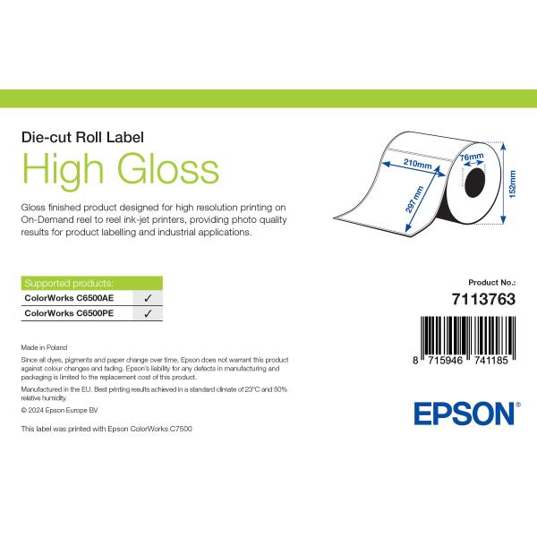 Epson High Gloss Label Etichetta Per Stampante Autoadesiva (high Gloss Label DiE-Cut Roll - 210mm X 297mm 194 Labels)