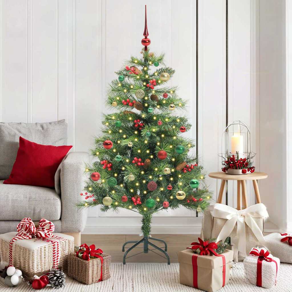Albero Di Natale Artificiale 150 Led Bianco Caldo Pvc E Metallo