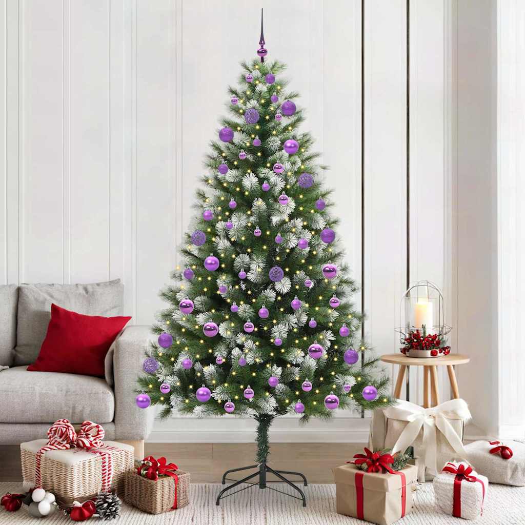Albero Di Natale Artificiale Con Rami Snodati E Neve Imbiancata