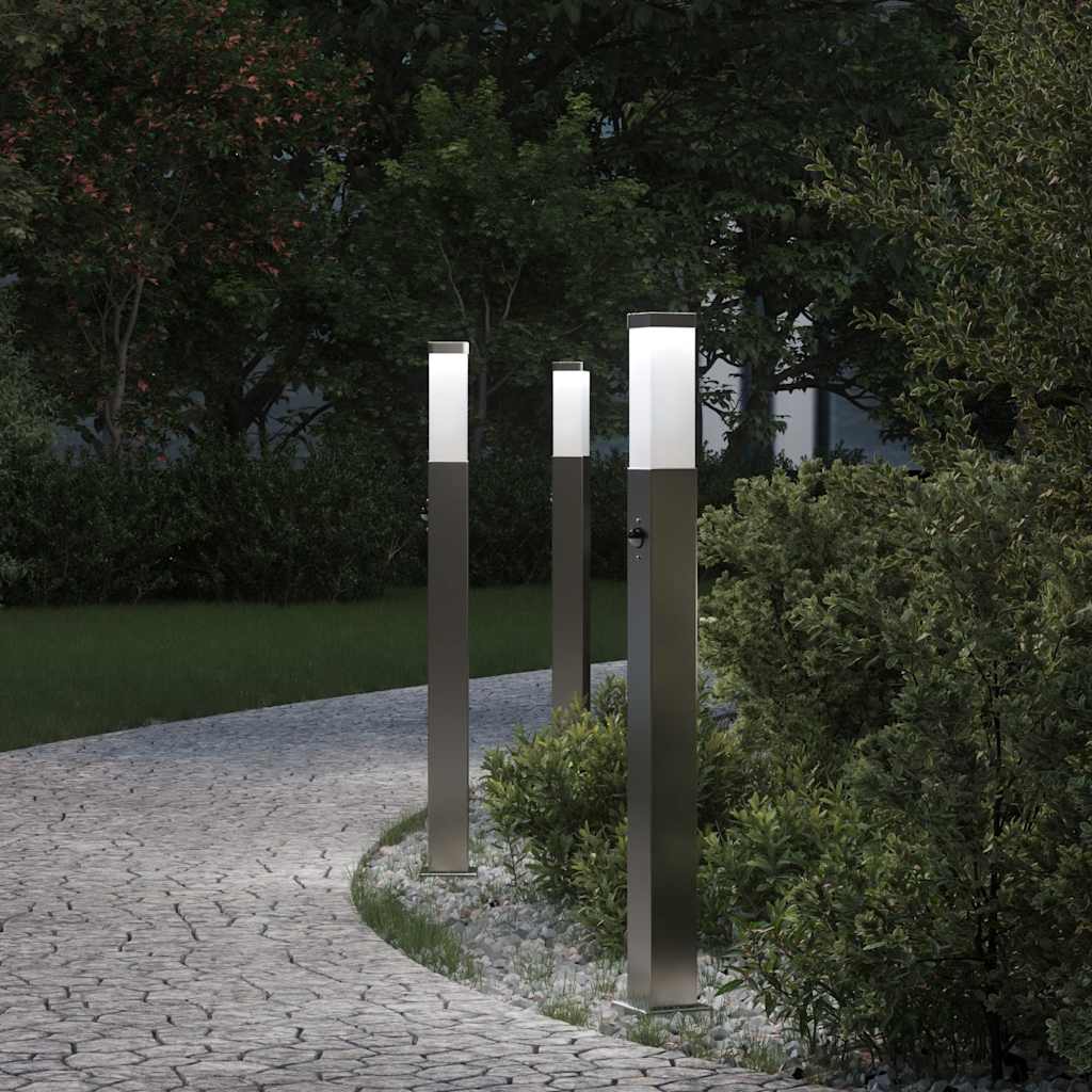 Lampioni A Dissuasore Con Sensore 3 Pz 80 Cm Acciaio Inox Ip44