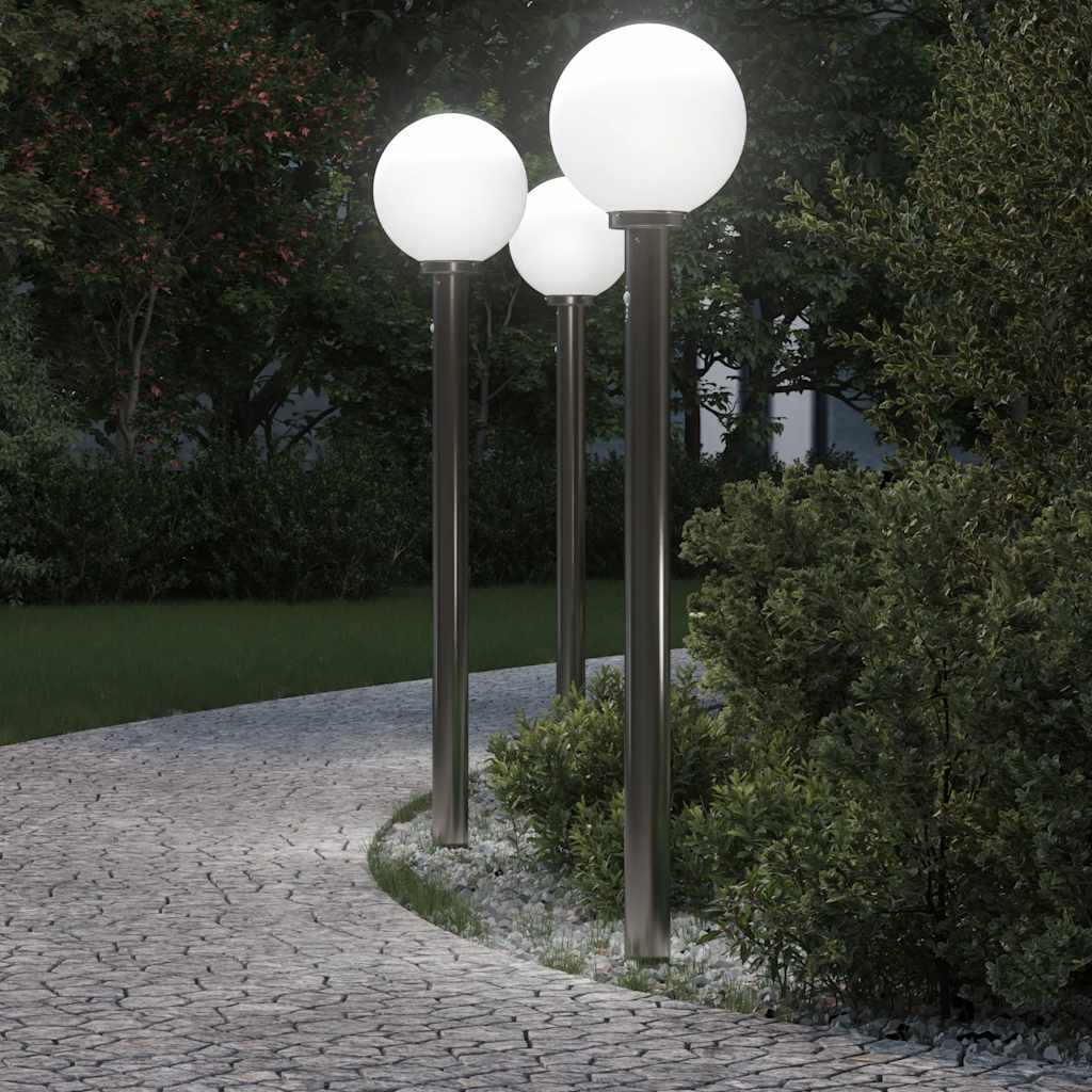 Lampioni A Dissuasore Con Sensore 3 Pz 120 Cm Acciaio Inox Ip44
