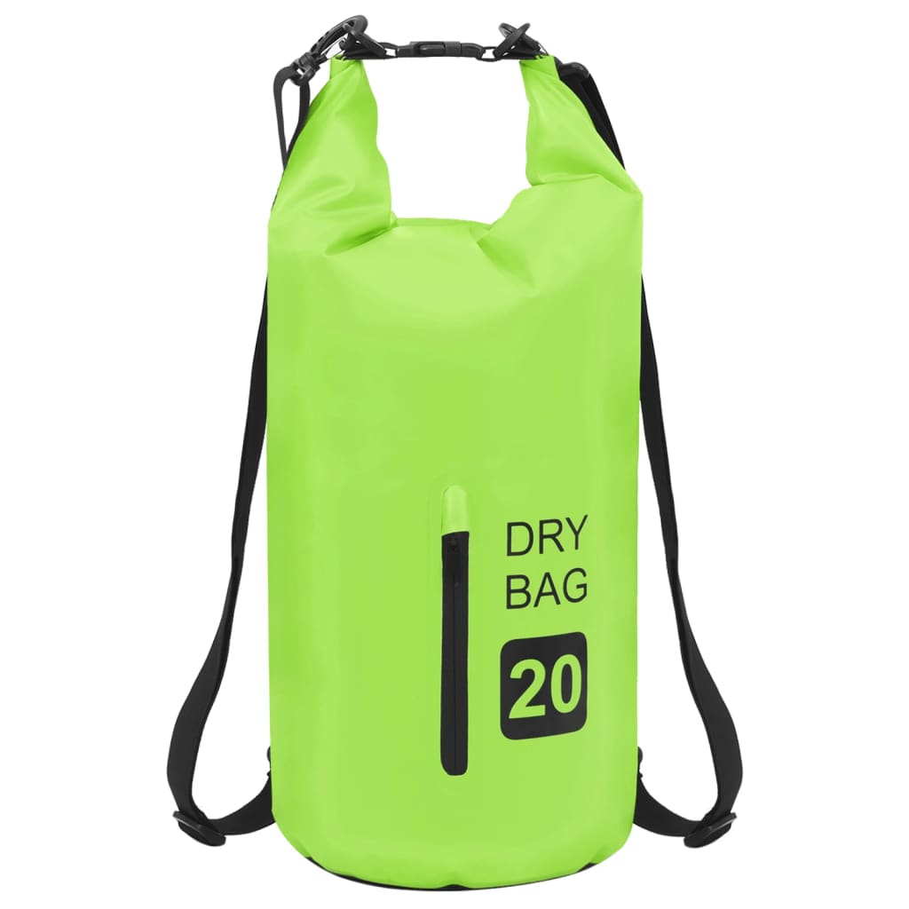 Borsa Impermeabile Con Cerniera Verde 20 L In Pvc