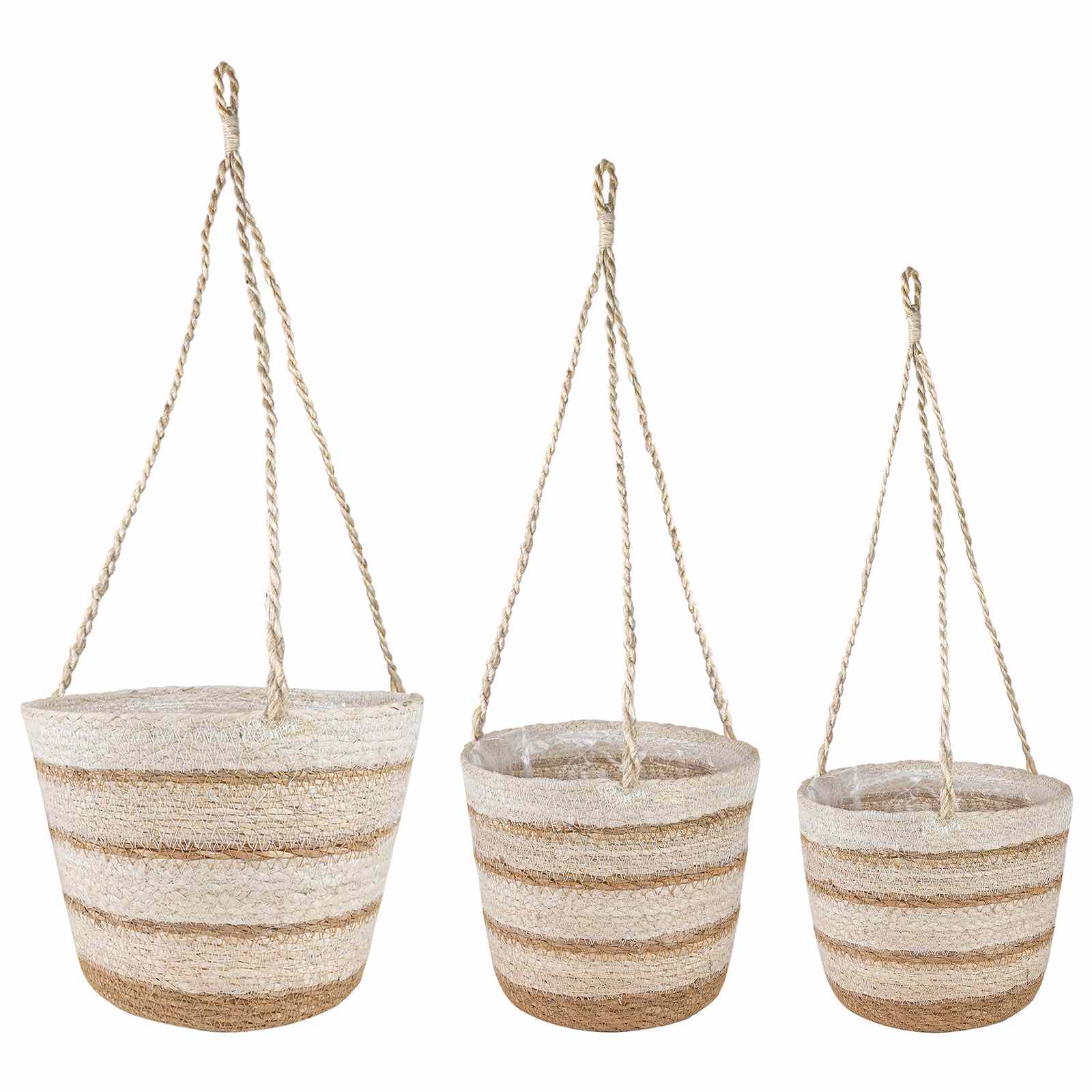 3 Pz Naturale, Bianco E Beige Ø26 X 19 Cm 100% Erba Marina