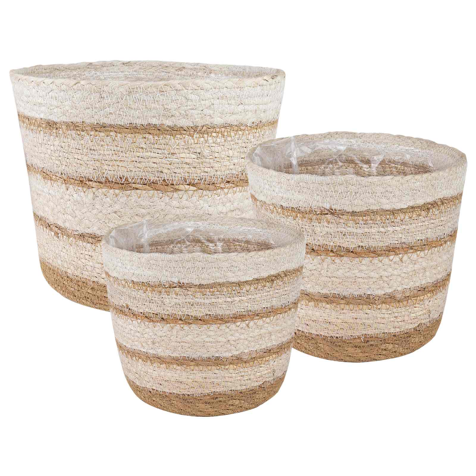 3 Pz Naturale, Bianco E Beige Ø26 X 19 Cm 100% Erba Marina