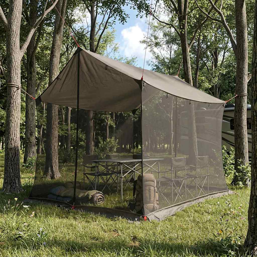 Telo Da Campeggio Con Pareti In Rete Marrone Grigio