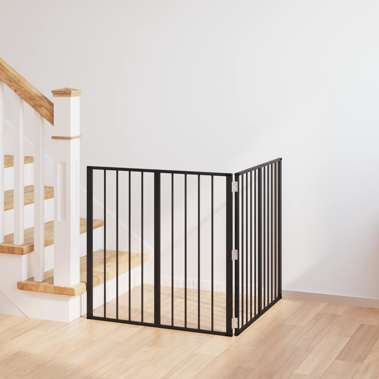 Cancello Per Cani 2 Pz Nero 80 X 80 Cm Acciaio Zincato
