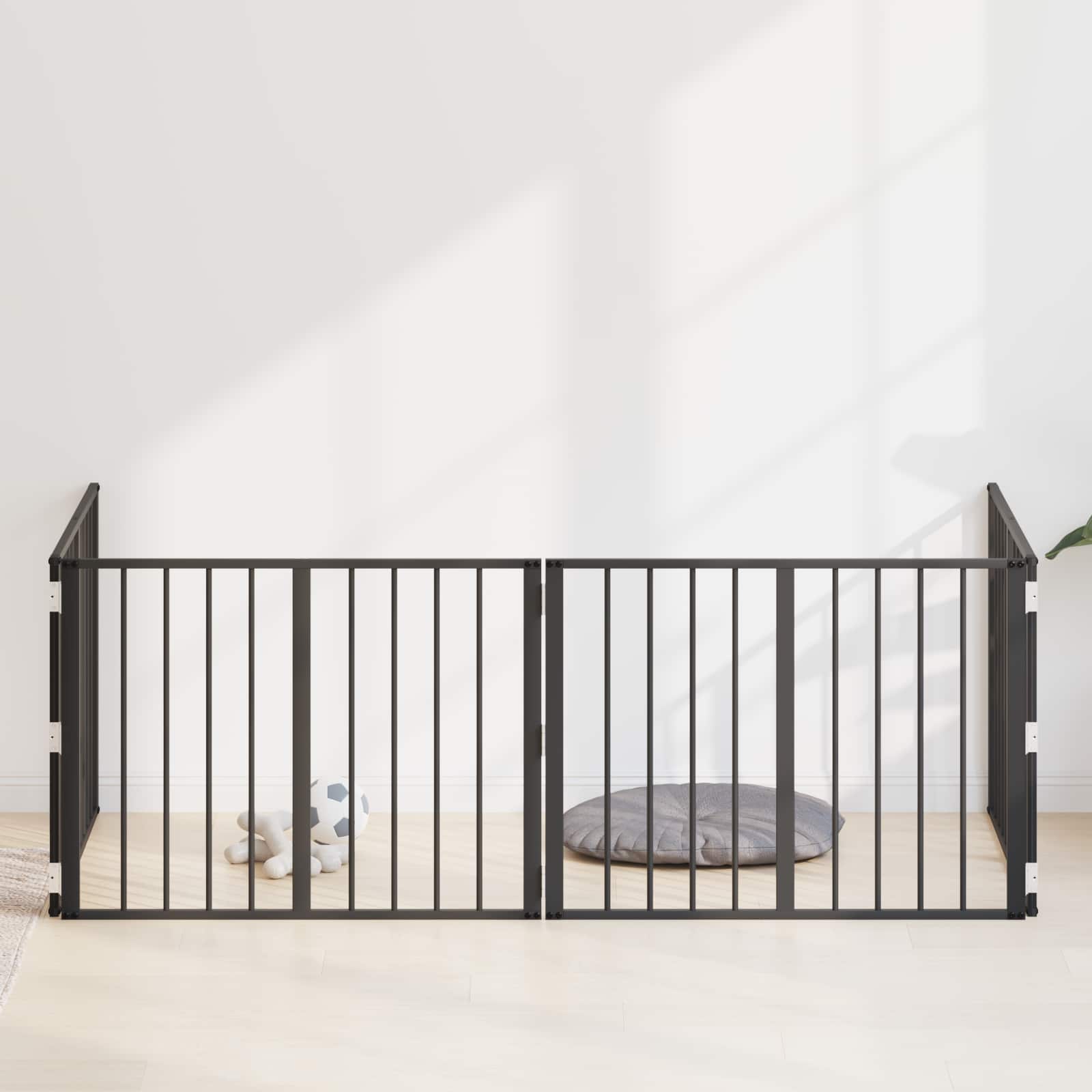Cancello Per Cani 4 Pz Nero 80 X 60 Cm Acciaio Zincato