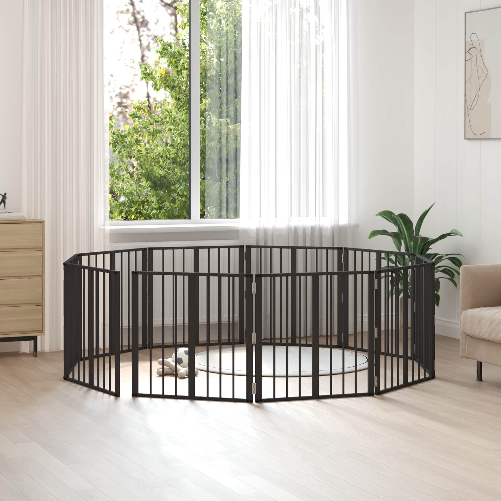 Cancello Per Cani 10 Pz Nero 60 X 60 Cm Acciaio Zincato
