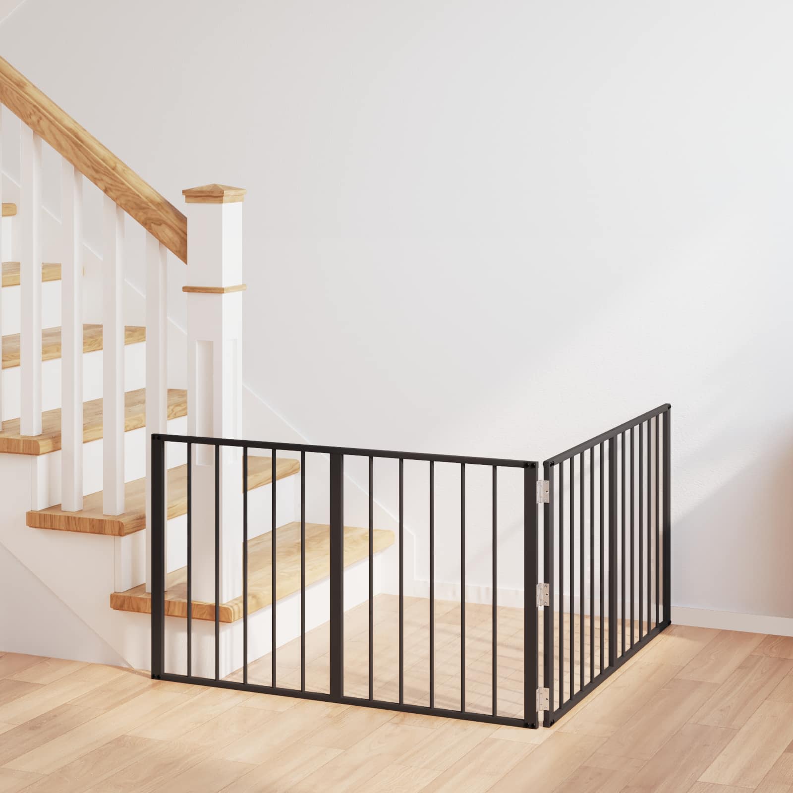 Cancello Per Cani 2 Pz Nero 100 X 60 Cm Acciaio Zincato