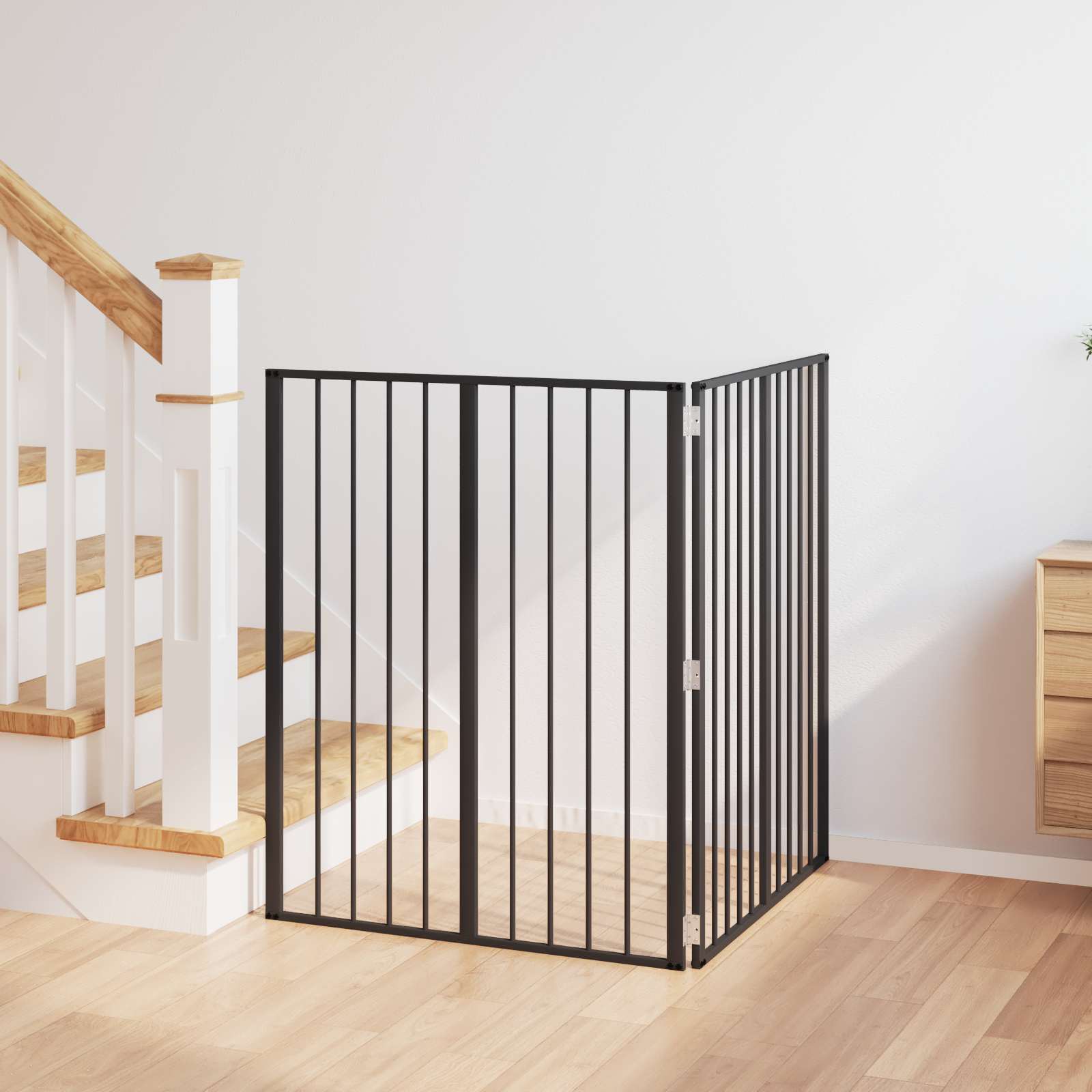 Cancello Per Cani 2 Pz Nero 80 X 100 Cm Acciaio Zincato