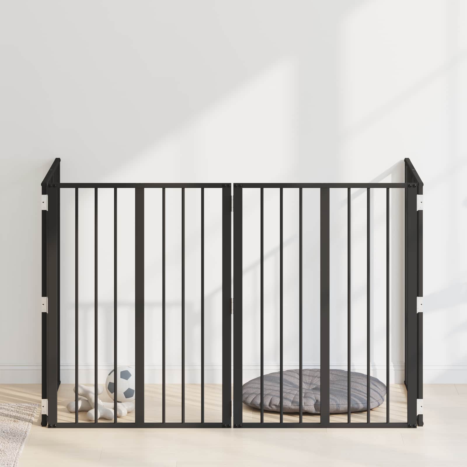Cancello Per Cani 4 Pz Nero 60 X 80 Cm Acciaio Zincato