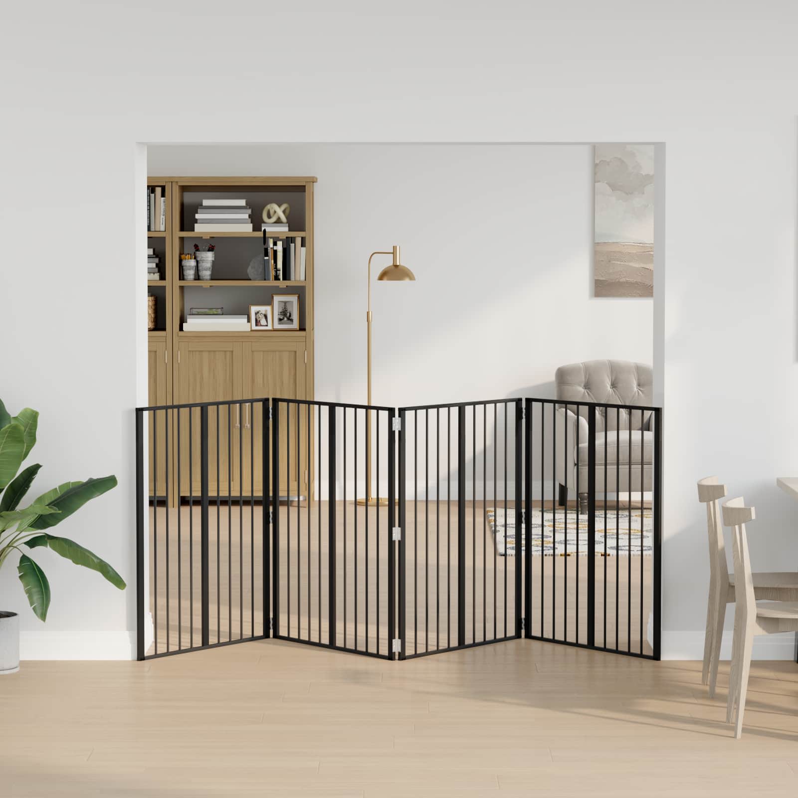 Cancello Per Cani 4 Pz Nero 80 X 100 Cm Acciaio Zincato