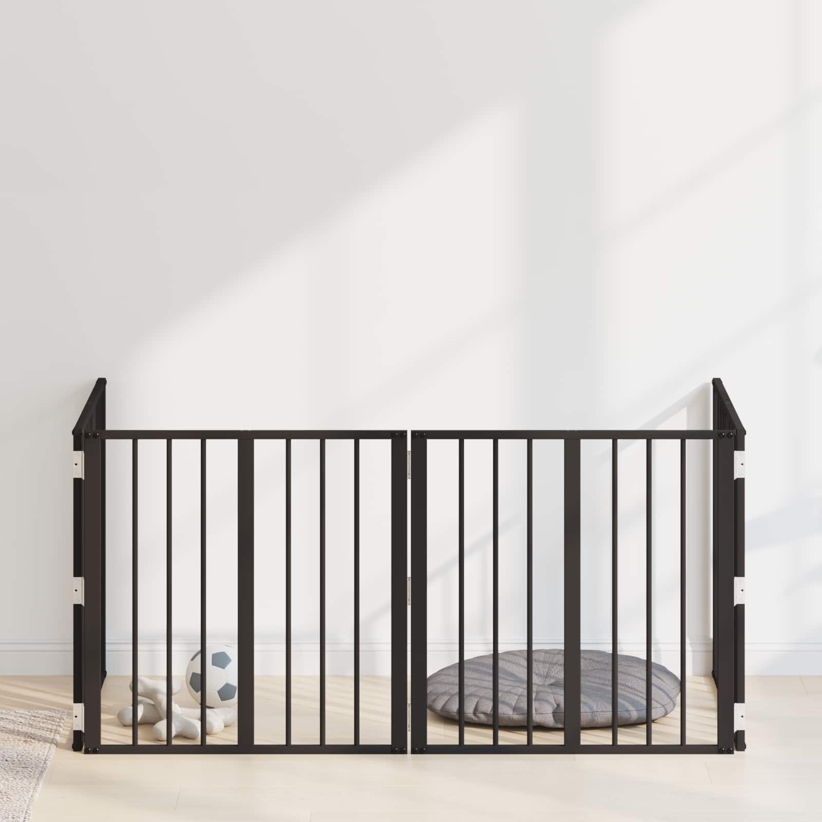 Cancello Per Cani 4 Pz Nero 60 X 60 Cm Acciaio Zincato