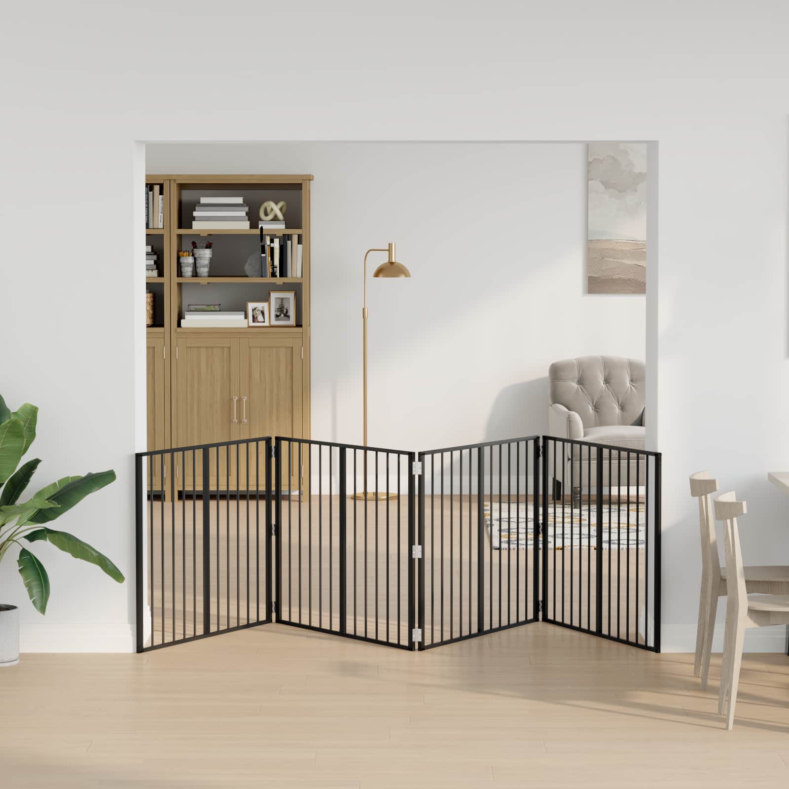 Cancello Per Cani 4 Pz Nero 100 X 80 Cm Acciaio Zincato