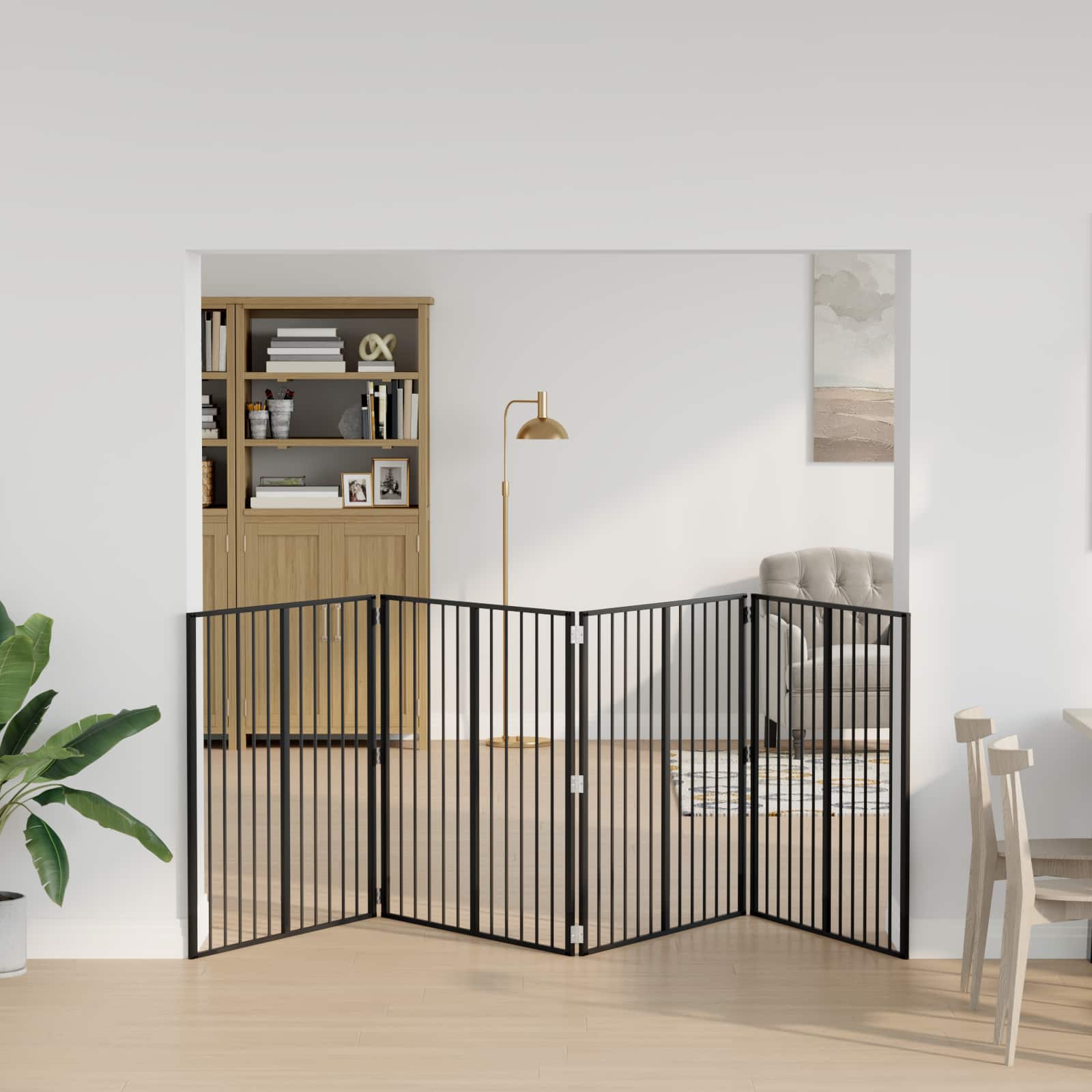Cancello Per Cani 4 Pz Nero 100 X 100 Cm Acciaio Zincato