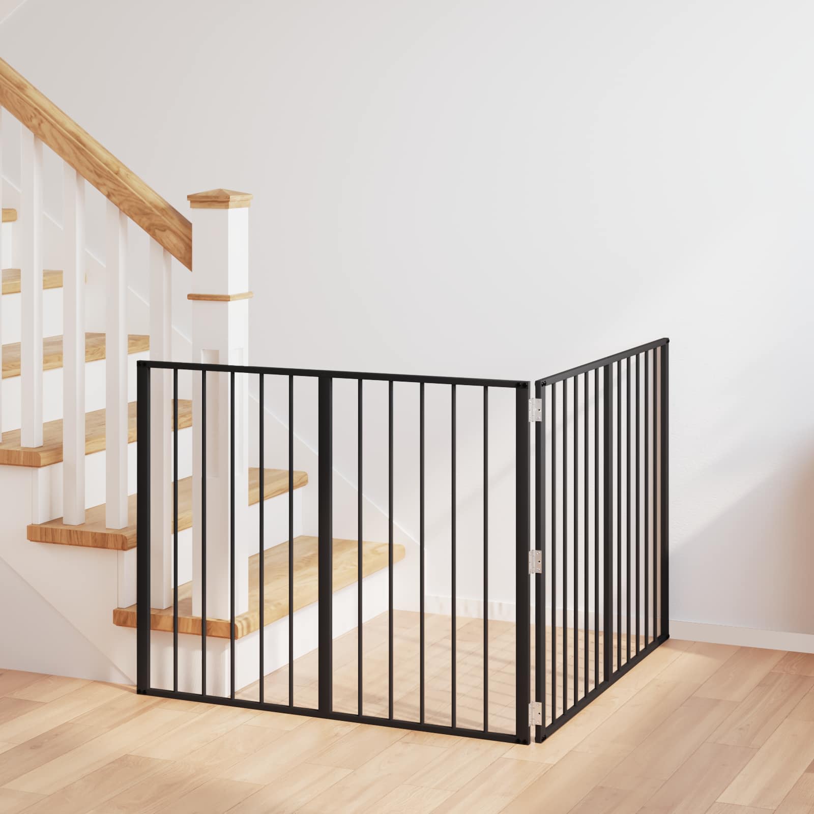 Cancello Per Cani 2 Pz Nero 100 X 80 Cm Acciaio Zincato