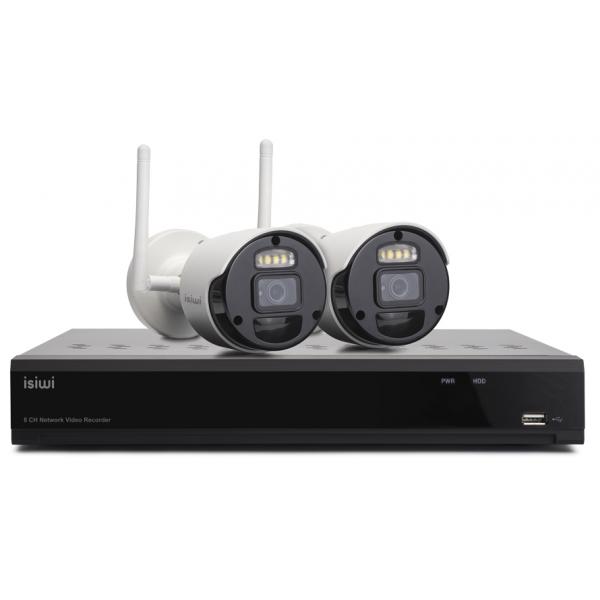 Isiwi Kit Wireless Connect S2 IsW-K1n8bf2mP-2 Gen1 Nvr 8 Canali + 2 Telecamere Ip 1080p 2mpx Wireles