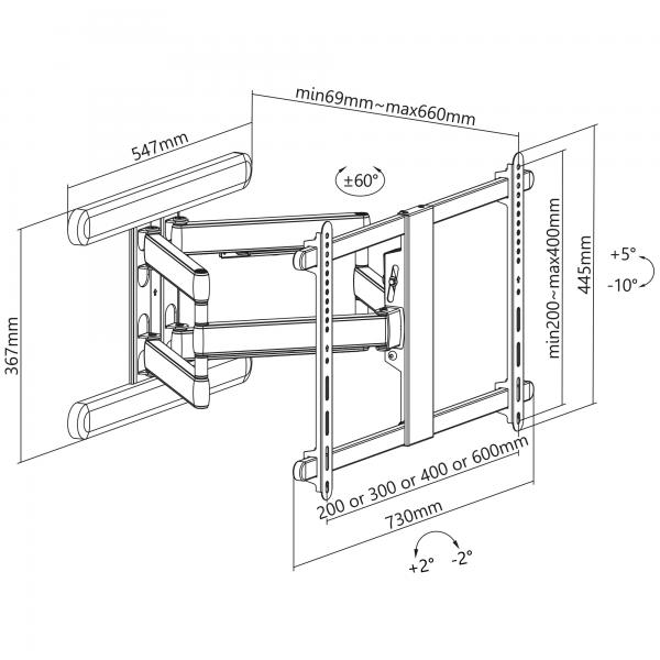 Inline Premium Aluminium Wandhalterung - Für FlacH-Tv (37-80") - Weiß