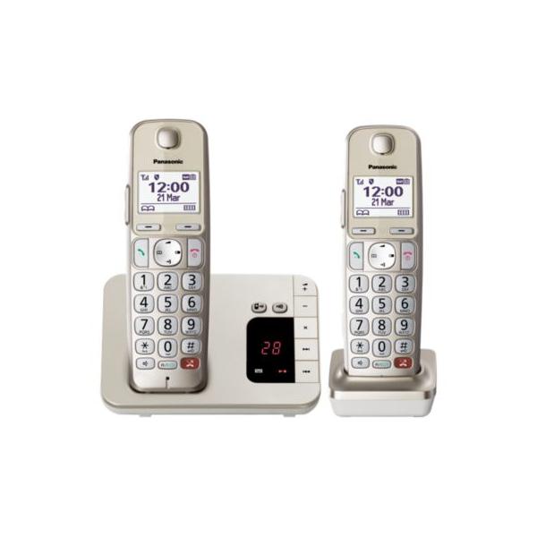 Panasonic KX-Tge262gn, DecT-Telefon, Kabelloses Mobilteil, Freisprecheinrichtung, 200 Eintragungen, AnrufeR-Identifikation, Champagner